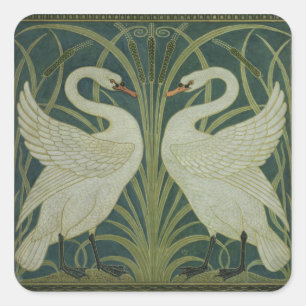 Pegatina Cuadrada Diseño del papel pintado del "cisne, de la