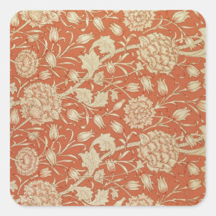 Pegatina Cuadrada Diseño del papel pintado del tulipán, 1875