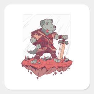 Pegatina Cuadrada Diseño del Personalizado de perro de Knight