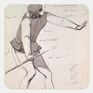 Pegatina Cuadrada Diseño del traje para un acróbata