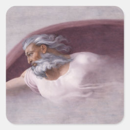 Pegatina Cuadrada Diseño devocional renacentista de Dios Padre