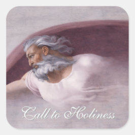 Pegatina Cuadrada Diseño devocional renacentista de Dios Padre