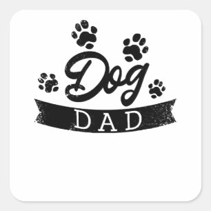 Pegatina Cuadrada Diseño divertido de Dog Dad - Idea de regalo para