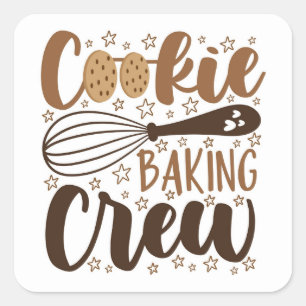 Pegatina Cuadrada Diseño divertido de galletas de pan