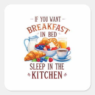 Pegatina Cuadrada Diseño divertido de la comida del desayuno