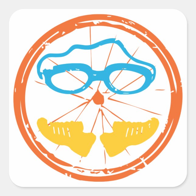 Pegatina Cuadrada Diseño divertido de triatlón (Anverso)
