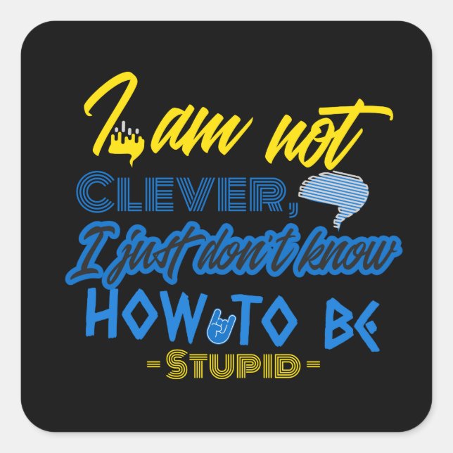 Pegatina Cuadrada Diseño divertido y cerebral (Anverso)