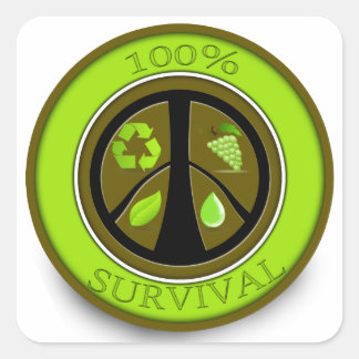 Pegatina Cuadrada Diseño ecológico de 100% Previo de Supervivencia