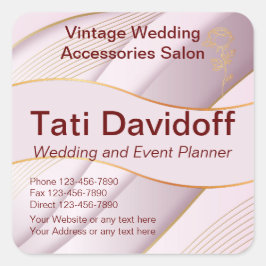 Pegatina Cuadrada Diseño elegante Colores suaves Oro rosa