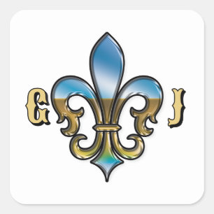 Pegatina Cuadrada Diseño elegante de golf Fleur De Lis