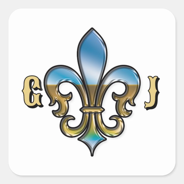 Pegatina Cuadrada Diseño elegante de golf Fleur De Lis (Anverso)