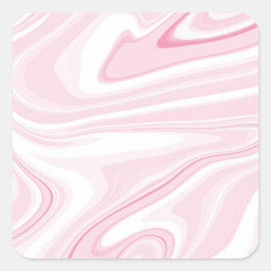 Pegatina Cuadrada Diseño estético de pintura líquida de Swirl Rosado