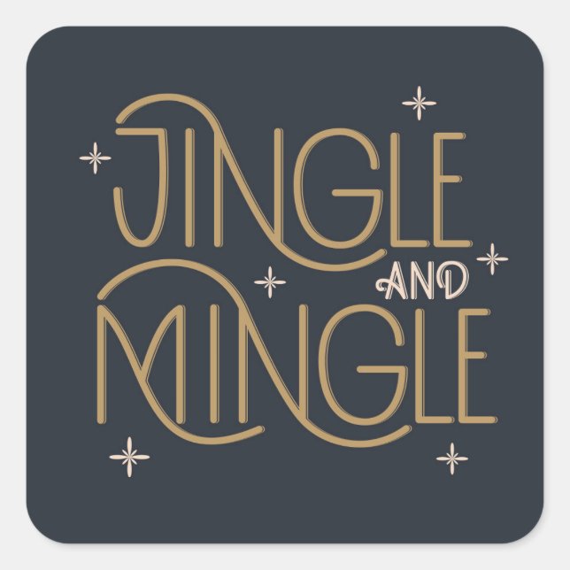 Pegatina Cuadrada Diseño festivo de jingle y mingle (Anverso)