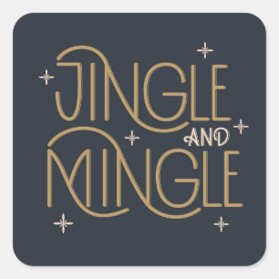 Pegatina Cuadrada Diseño festivo de jingle y mingle