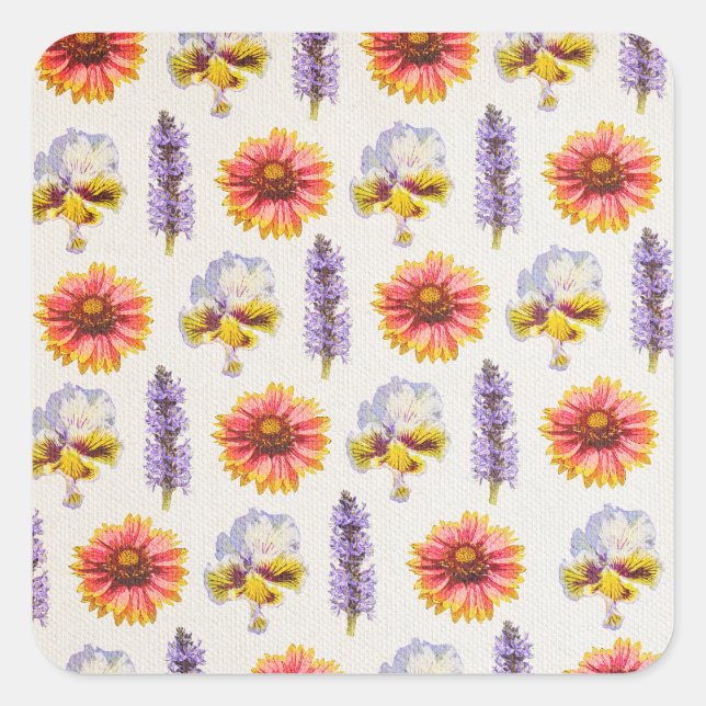 Pegatina Cuadrada Diseño floral (Anverso)
