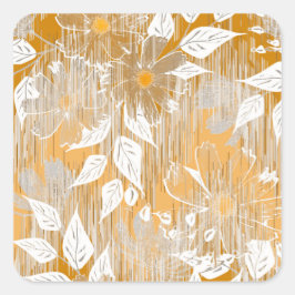 Pegatina Cuadrada Diseño floral elegante.