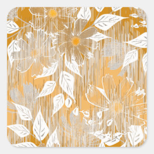 Pegatina Cuadrada Diseño floral elegante.