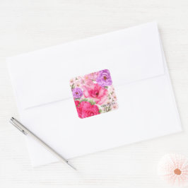 Pegatina Cuadrada Diseño Floral Personalizado