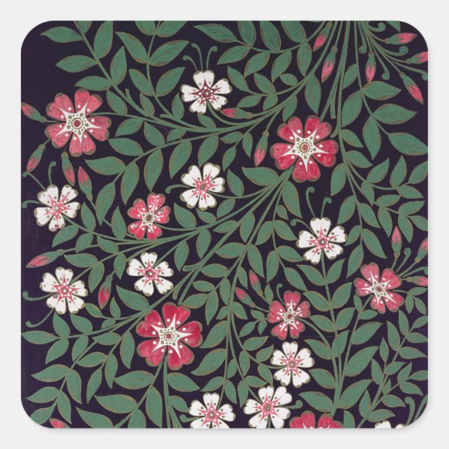 Pegatina Cuadrada Diseño floral por J. Owen, 1863 (Anverso)