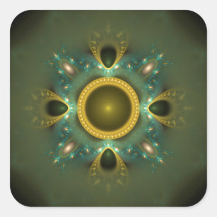 Pegatina Cuadrada Diseño Fractal brillante