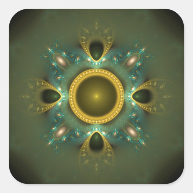 Pegatina Cuadrada Diseño Fractal brillante (Anverso)