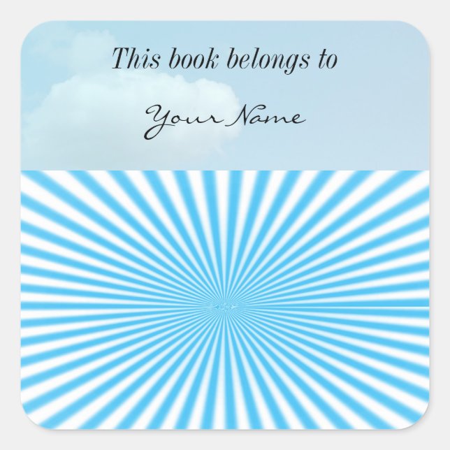 Pegatina Cuadrada diseño fresco de starbust azul (Anverso)