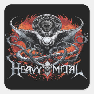 Pegatina Cuadrada Diseño genial para músico de banda de Heavy Metal 