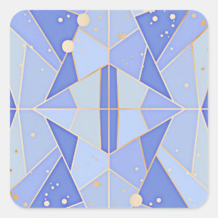 Pegatina Cuadrada Diseño geométrico abstracto azul Pastel