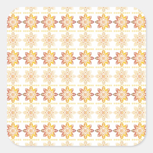 Pegatina Cuadrada Diseño geométrico VIII del SUN letón tradicional (Anverso)