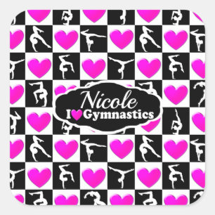 PEGATINA CUADRADA DISEÑO GIMNASIO PERSONALIZADO EN ROJO Y NEGRO