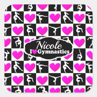 PEGATINA CUADRADA DISEÑO GIMNASIO PERSONALIZADO EN ROJO Y NEGRO