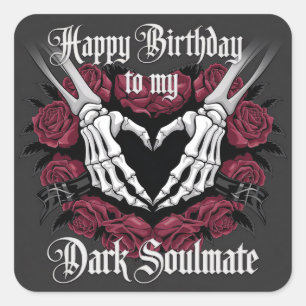 Pegatina Cuadrada Diseño gótico de cumpleaños para tu alma negra