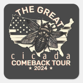 Pegatina Cuadrada Diseño Gráfico Cicada Comeback Tour 2024