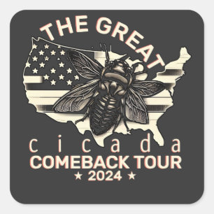 Pegatina Cuadrada Diseño Gráfico Cicada Comeback Tour 2024
