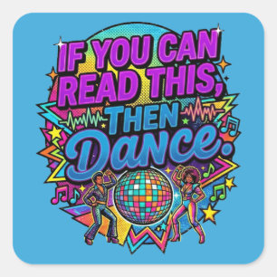 Pegatina Cuadrada Diseño Gráfico de Fiesta de Baile con Bola de Disc