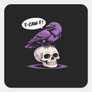 Pegatina Cuadrada Diseño gráfico de humor de Halloween de cráneo de