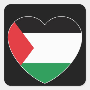 Pegatina Cuadrada diseño gráfico lindo con bandera palestina
