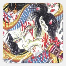 Pegatina Cuadrada Diseño Grotesco y de tatuaje de serpientes