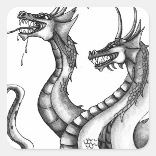 Pegatina Cuadrada Diseño Hydra de tres puntas