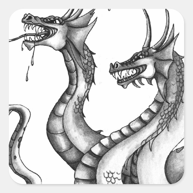Pegatina Cuadrada Diseño Hydra de tres puntas (Anverso)