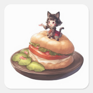 Pegatina Cuadrada Diseño inspirado en el dulce