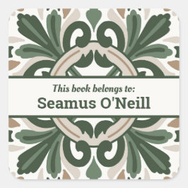 Pegatina Cuadrada Diseño irlandés con influencia verde para personal