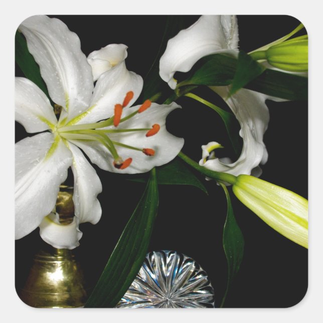 Pegatina Cuadrada Diseño irsh - Colección de bronce y flores (Anverso)