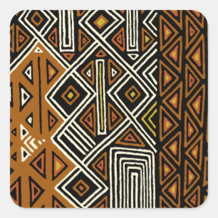 Pegatina Cuadrada Diseño Kuba Tribal Africano