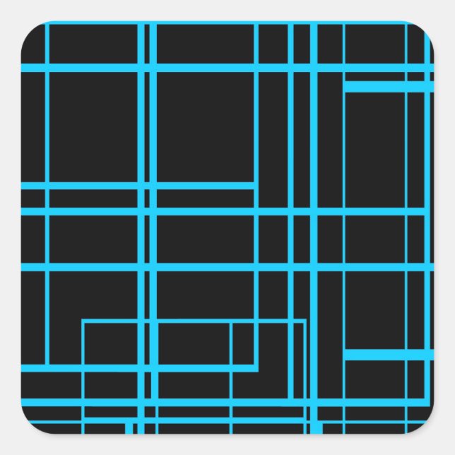 Pegatina Cuadrada Diseño láser azul y negro (Anverso)