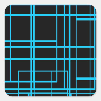 Pegatina Cuadrada Diseño láser azul y negro
