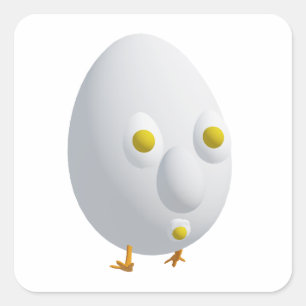 Pegatina Cuadrada Diseño lindo de personaje de huevo extravagante de