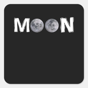 Pegatina Cuadrada Diseño lunar con 2 luna en lugar de doble "O"
