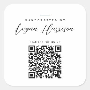 Pegatina Cuadrada Diseño manual simple mediante código QR personaliz