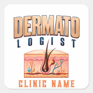 Pegatina Cuadrada Diseño Médico de Cuidado de la Piel del Dermatólog